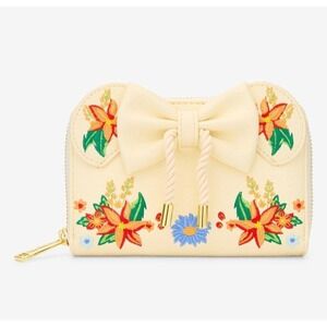 NWT Loungefly Disney Loungefly Minnie Mouse‎ Rope Bow Floral Embroidered  Wallet